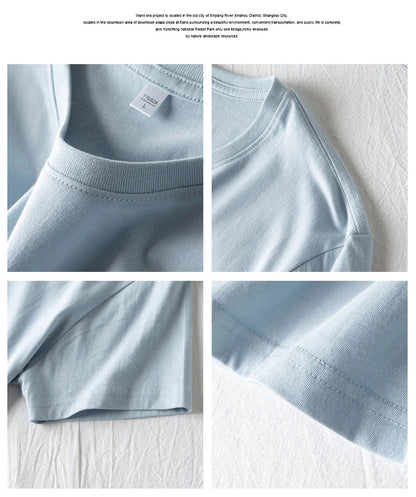 Fashion Men T-Shirts Male Top Tees Oversize Summer Tshirt Casual Drop Shoulder Sleeve Cotton Basic Solid Plain T-Shirt Women 4XL